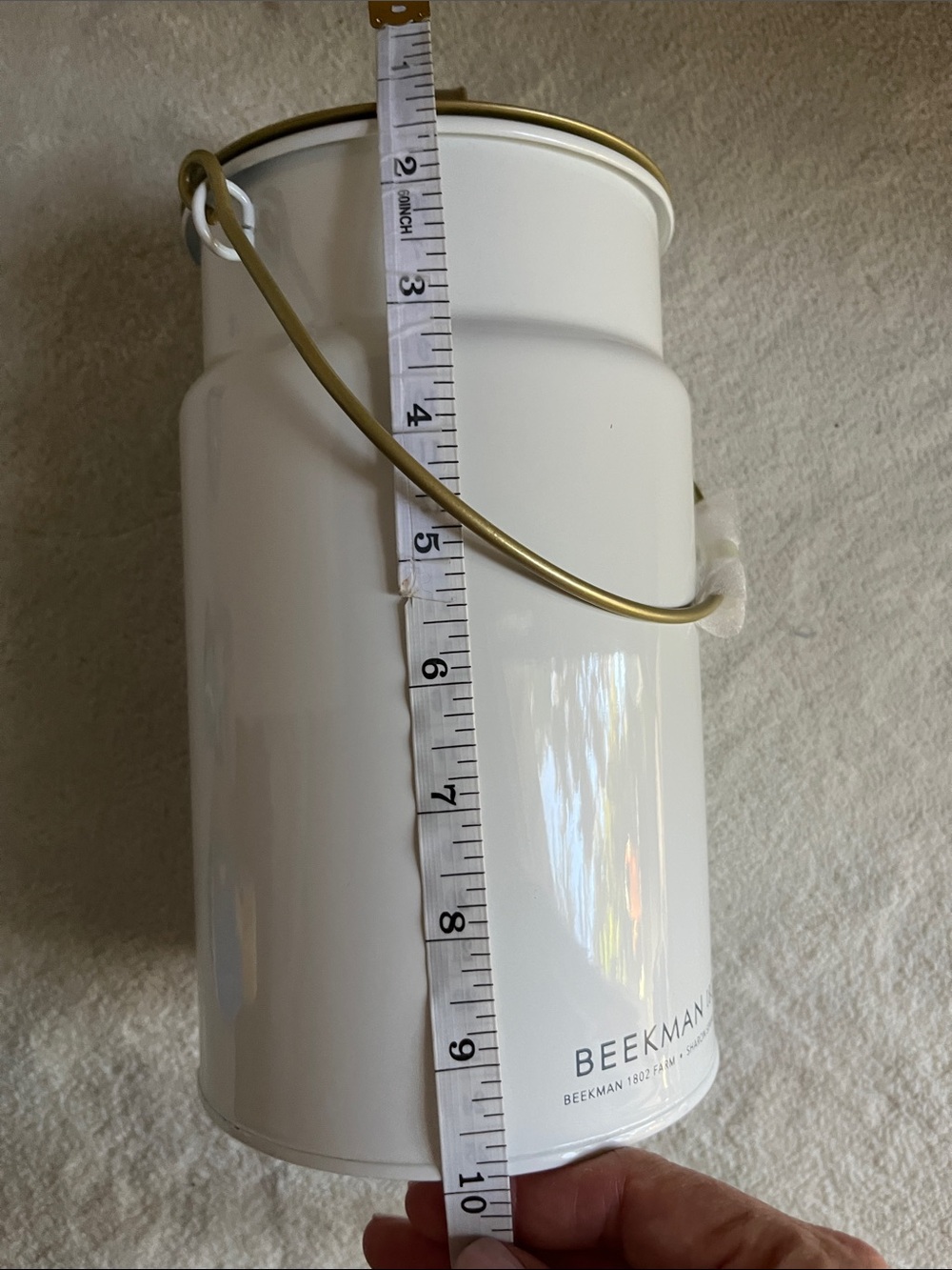 Beekman 1802 White & Gold Decorative Milk Can Canister - Picture 4 of 5